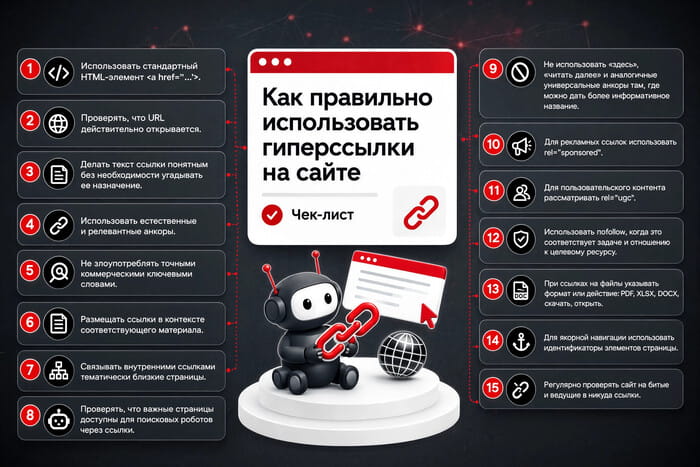 Чек-лист, как правильно использовать гиперссылки на сайте